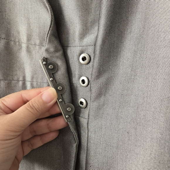 New CALVIN KLEIN Wrap Dress 10 Silver Gray Knee Length Cap Sleeves #045 - Picture 6 of 9